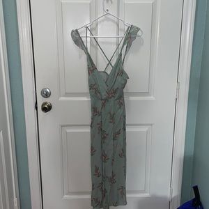 Mint floral midi wrap dress